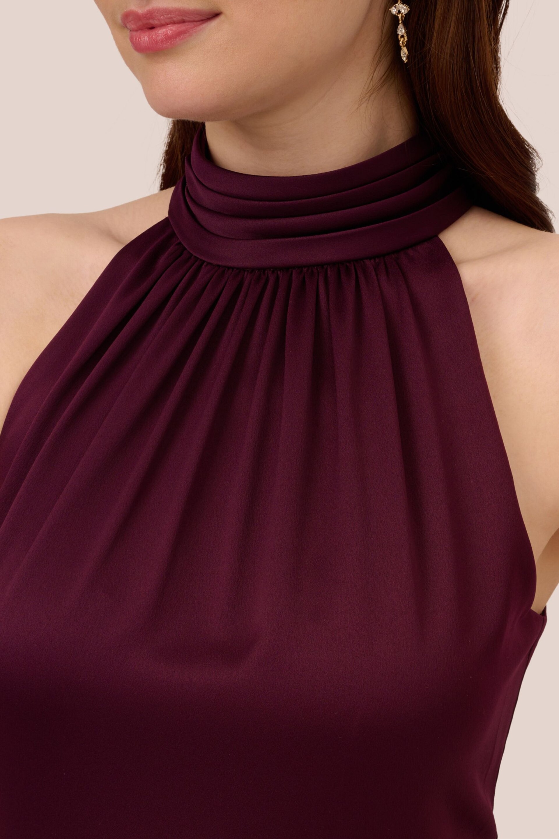 Adrianna Papell Purple Satin Crepe Dress - Image 4 of 7