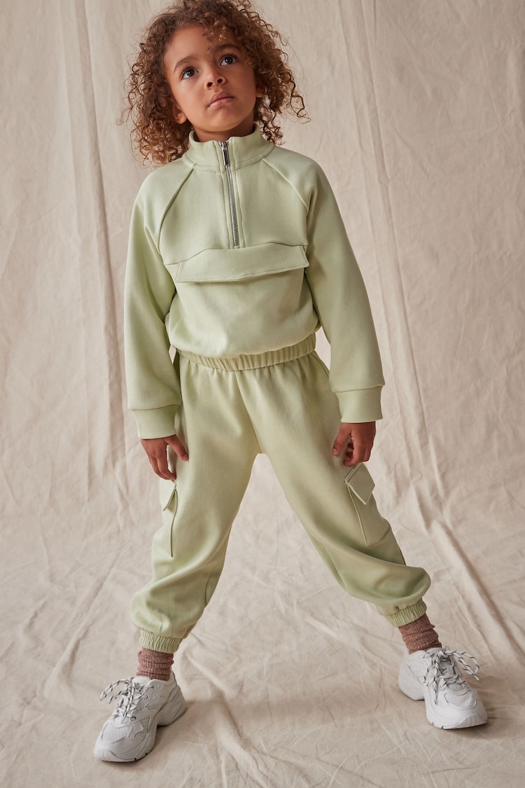 Lime Green Zip Crew And Cargo Joggers Set (3-16yrs) - Image 2 of 7