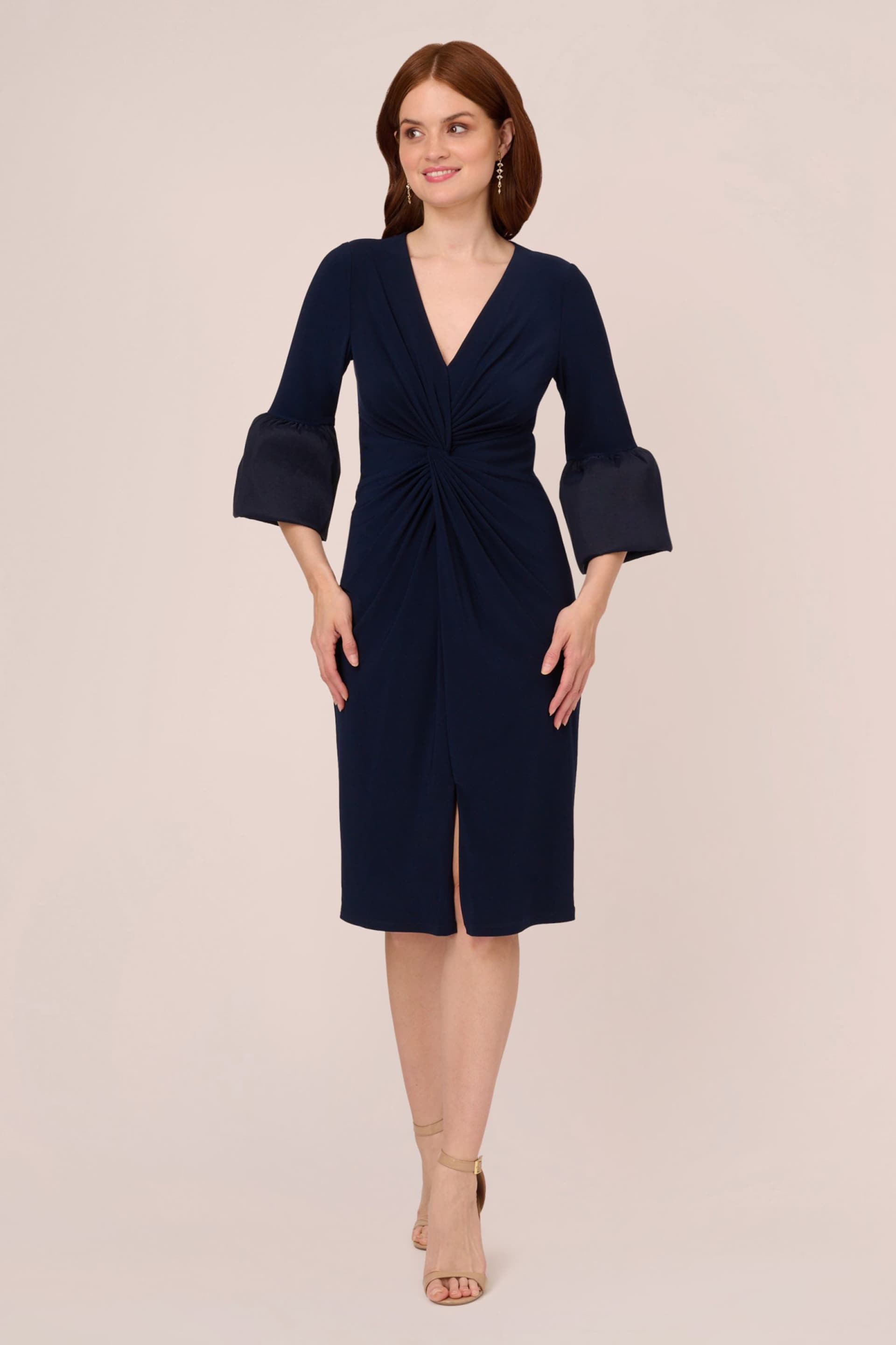 Adrianna Papell Blue Jersey And Taffeta Midi Dress - Image 1 of 7