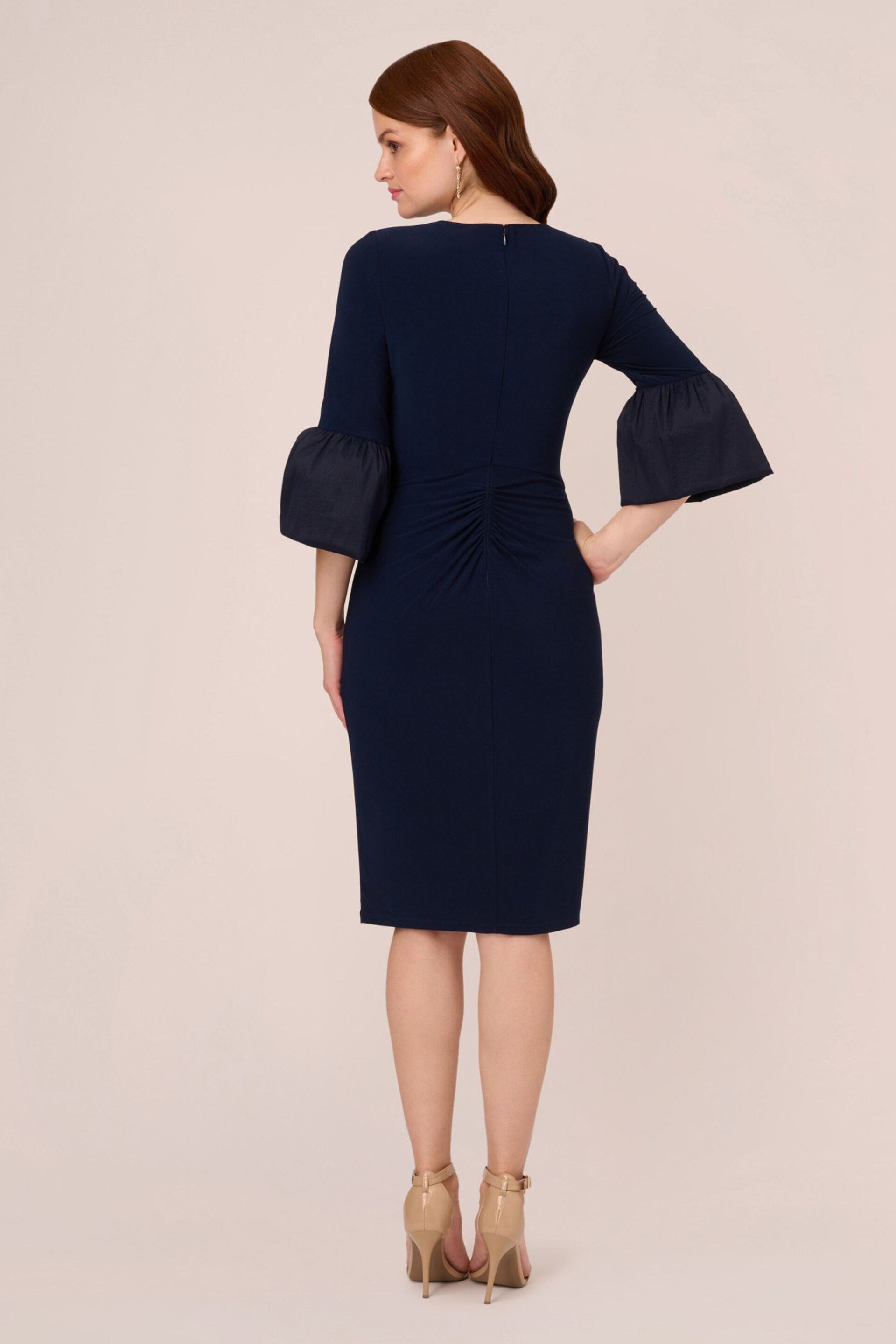 Adrianna Papell Blue Jersey And Taffeta Midi Dress - Image 2 of 7