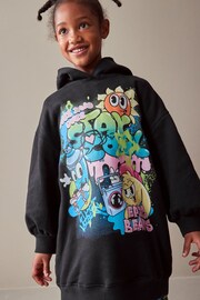 Black Graffiti Longline Hoodie And Leggings Set (3-16yrs) - Image 4 of 8