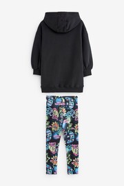 Black Graffiti Longline Hoodie And Leggings Set (3-16yrs) - Image 7 of 8