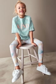 Blue/Pink Marble Printed T-Shirt And Leggings Set (3-16yrs) - Image 2 of 7