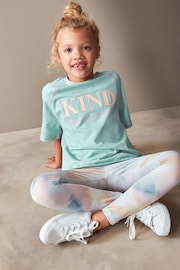 Blue/Pink Marble Printed T-Shirt And Leggings Set (3-16yrs) - Image 4 of 7