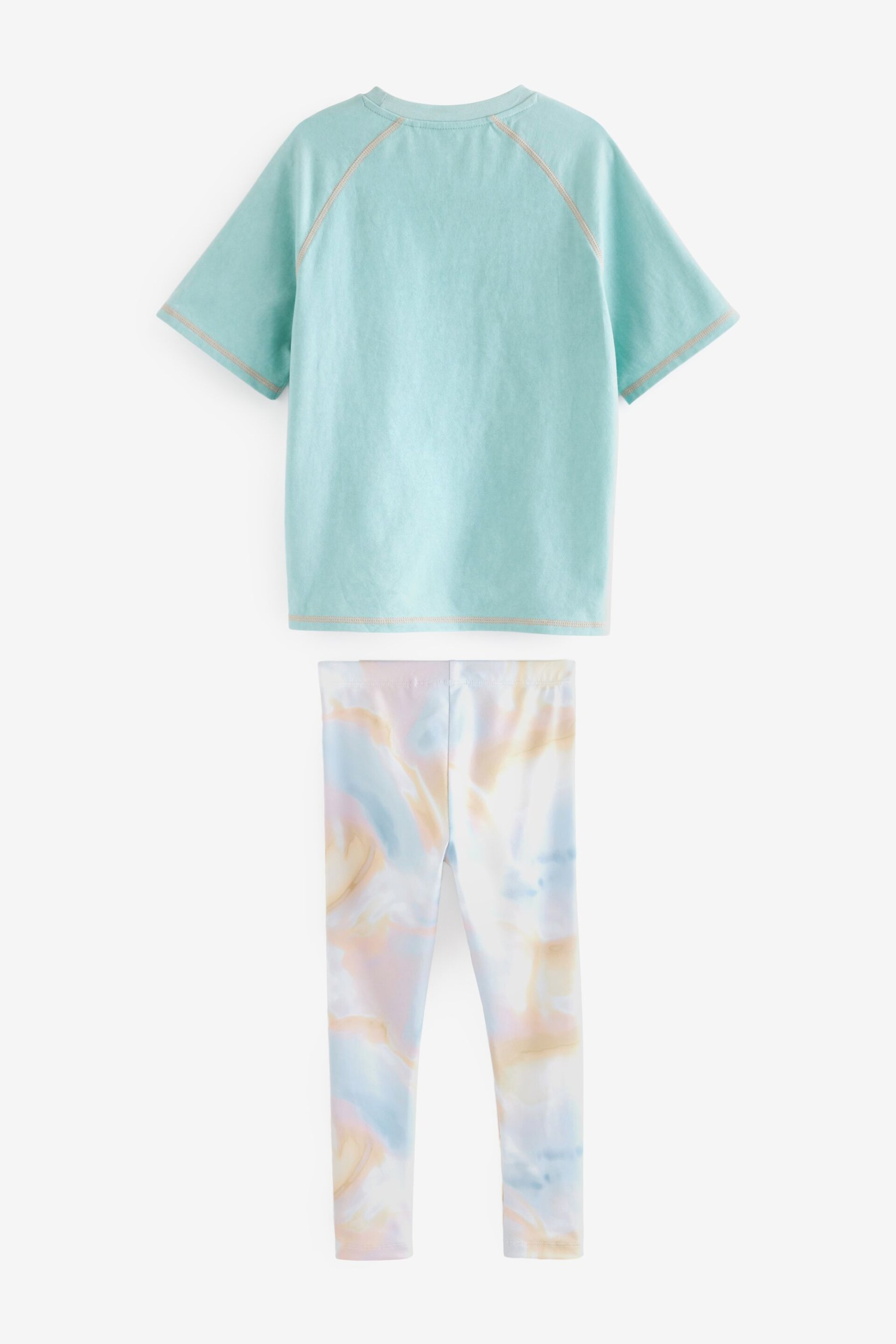 Blue/Pink Marble Printed T-Shirt And Leggings Set (3-16yrs) - Image 6 of 7