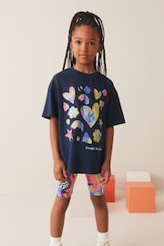 Navy Blue Shapes T-Shirt And Cycling Shorts Set (3-16yrs) - Image 2 of 8