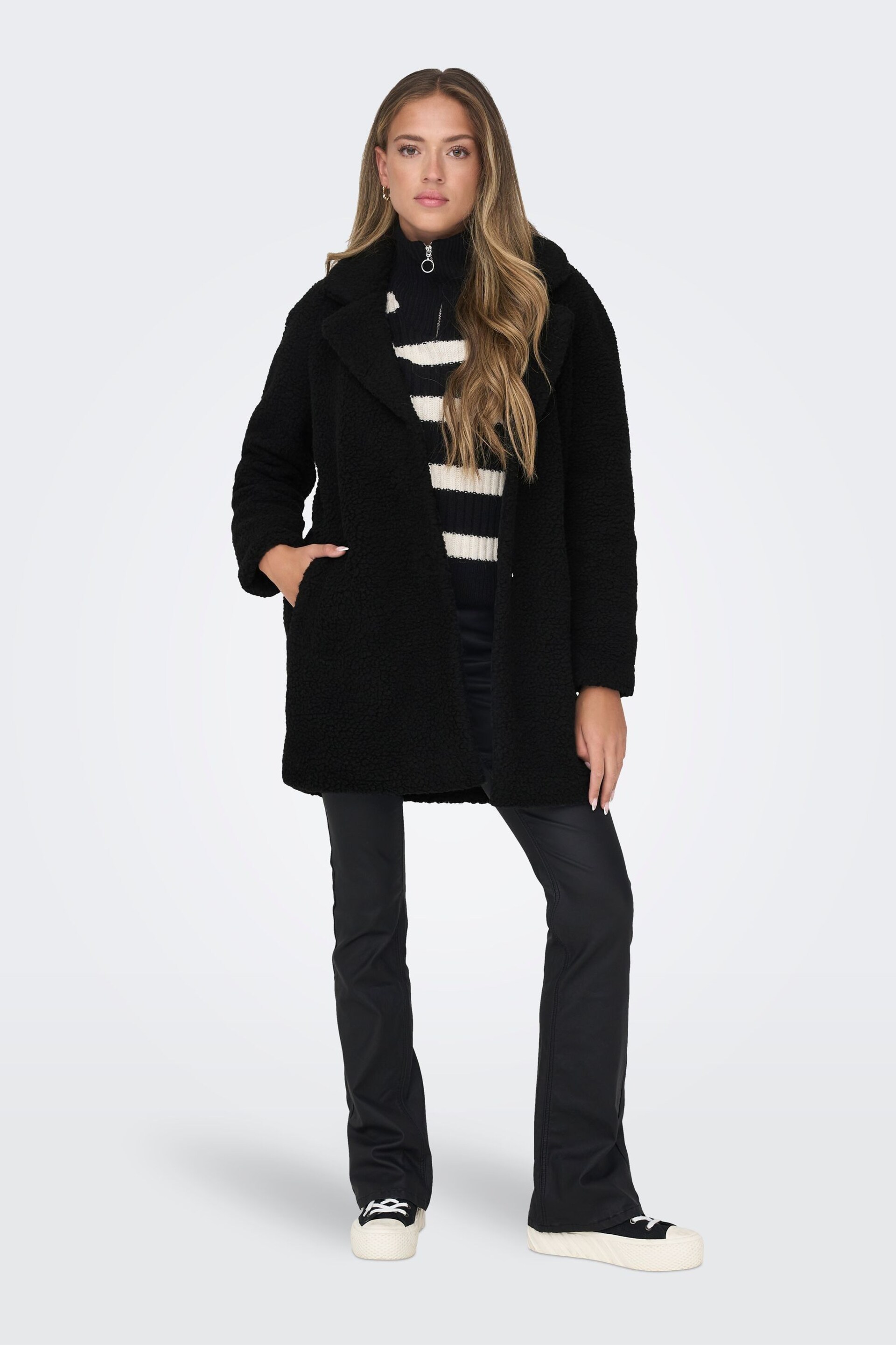 ONLY Black Tailored Cosy Teddy Borg Coat - Image 2 of 5