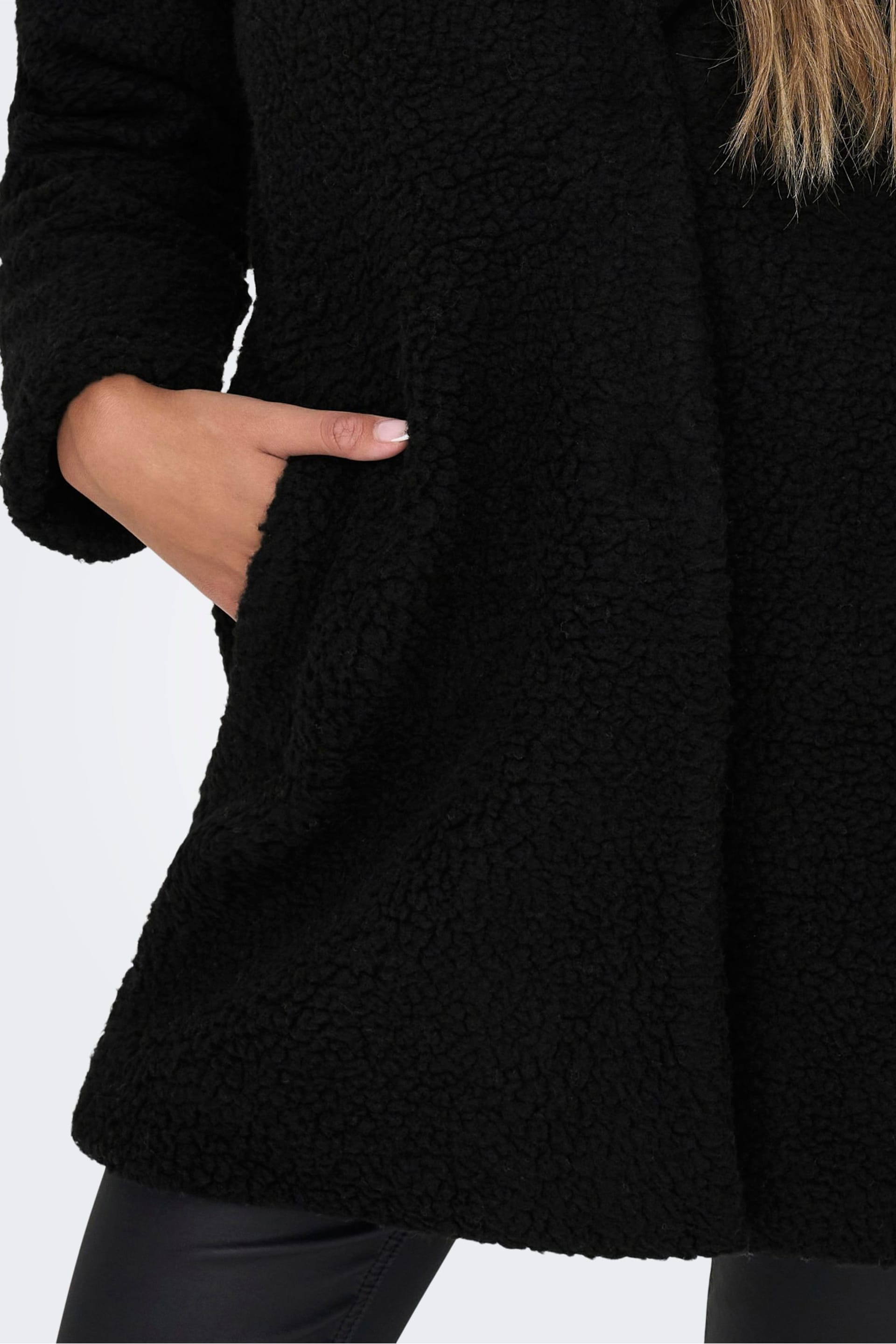 ONLY Black Tailored Cosy Teddy Borg Coat - Image 4 of 5