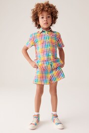 Little Bird by Jools Oliver Multi/Check Colourful Shirt and Short Set - Image 2 of 10