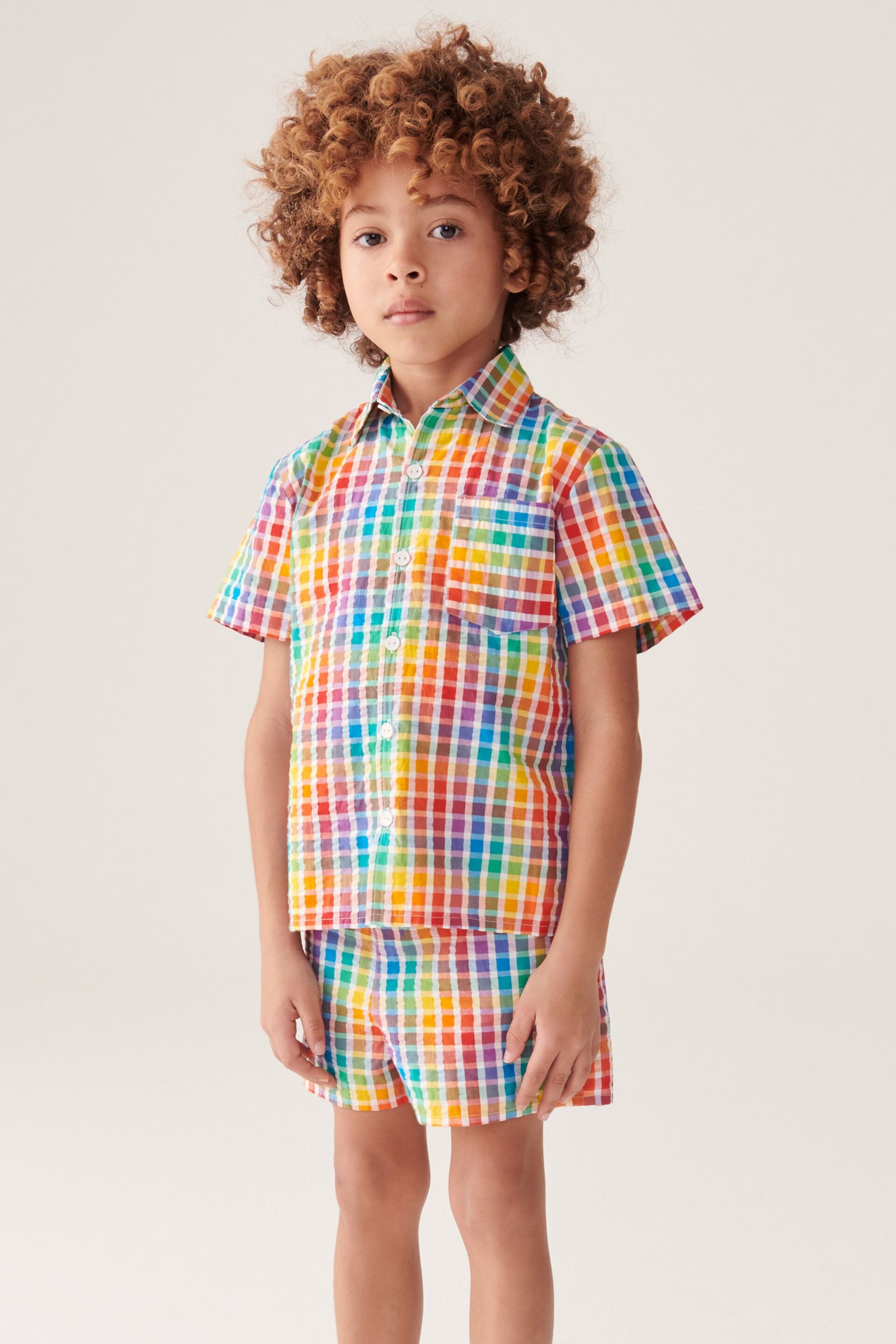 Little Bird by Jools Oliver Multi/Check Colourful Shirt and Short Set - Image 3 of 10