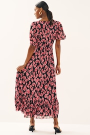 Maya Black Twist Front Puff Sleeve Midaxi Dress - Image 2 of 4