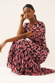 Maya Black Twist Front Puff Sleeve Midaxi Dress - Image 3 of 4