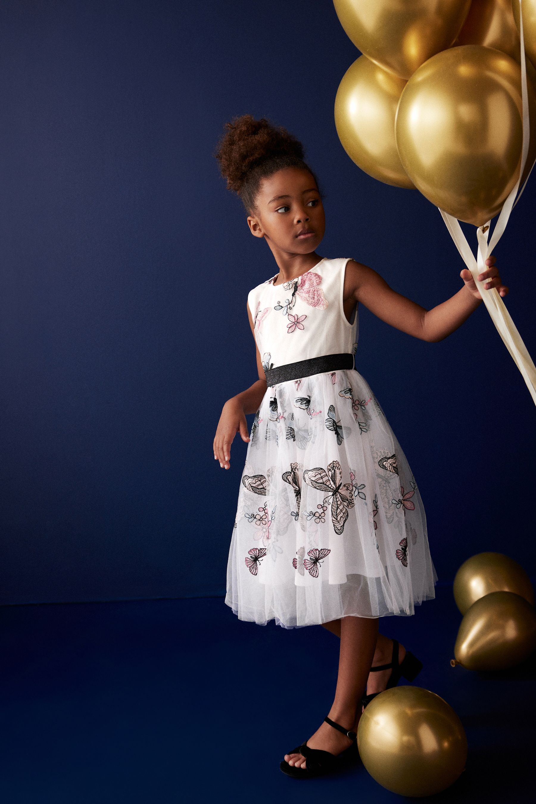 Buy Butterfly Embroidered Mesh Tie Back Party Dress 3 16yrs from Next Luxembourg