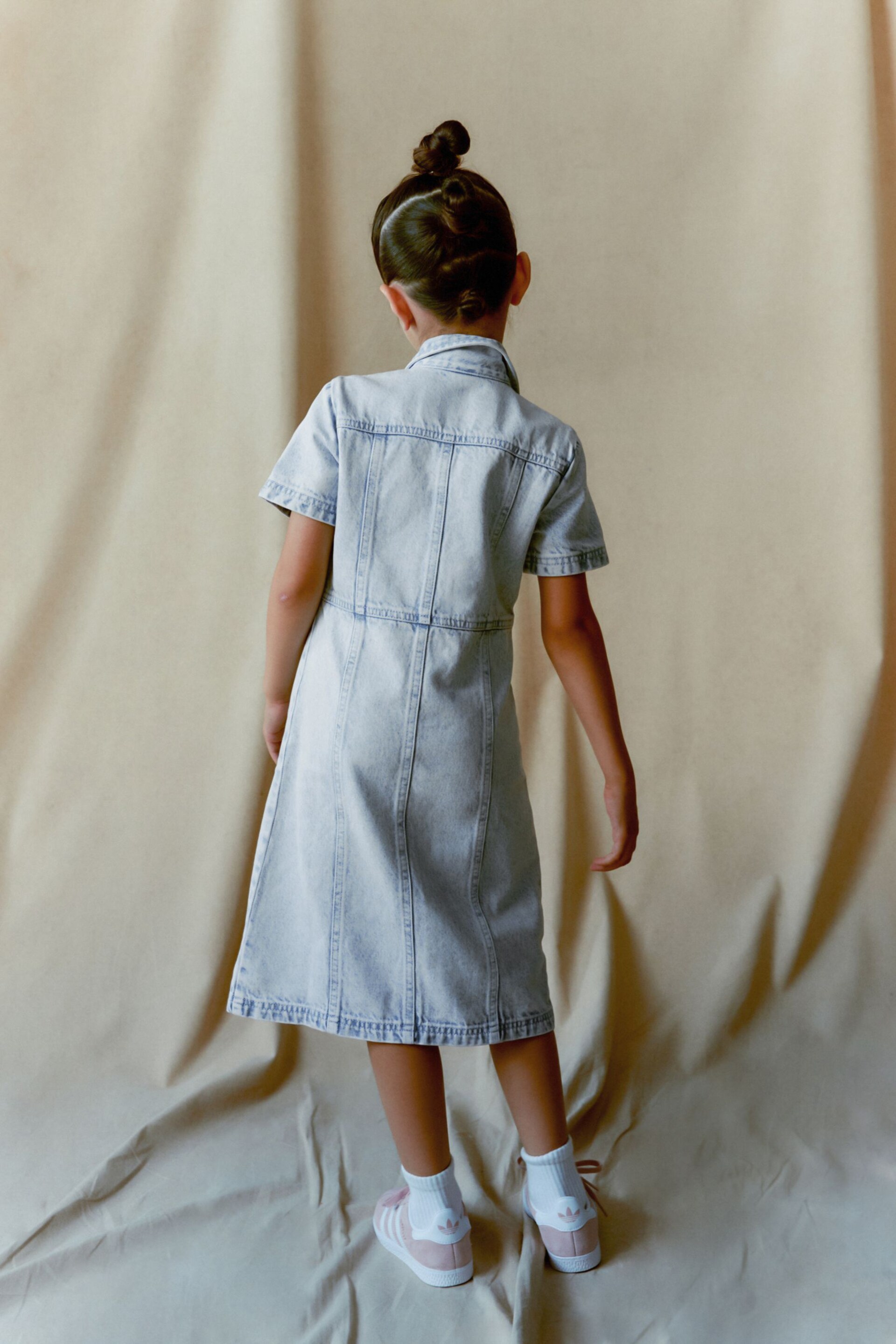 Maxi Length Blue Fitted Denim Dress (3-16yrs) - Image 2 of 8