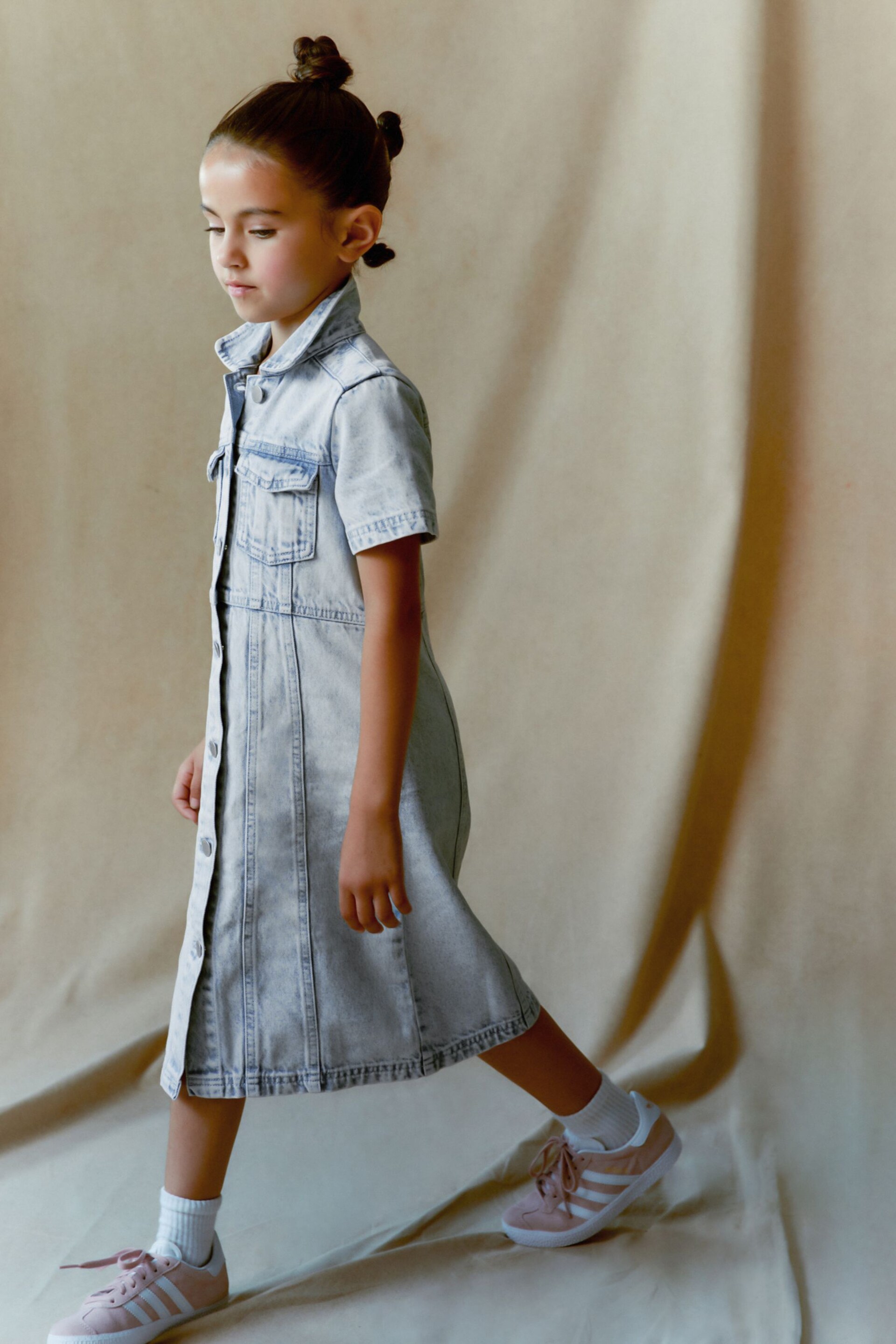 Maxi Length Blue Fitted Denim Dress (3-16yrs) - Image 3 of 8