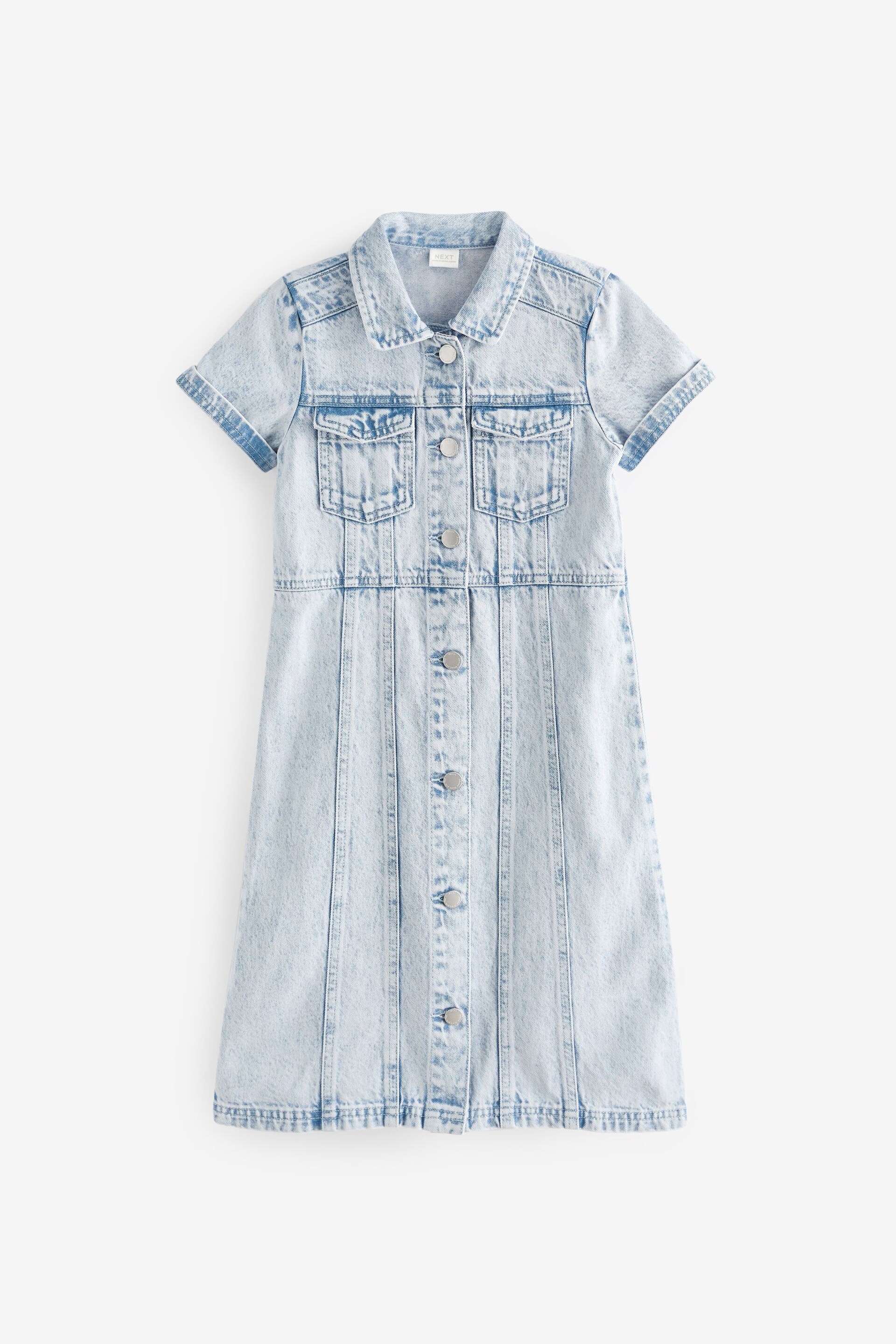 Maxi Length Blue Fitted Denim Dress (3-16yrs) - Image 6 of 8