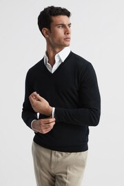 Reiss Navy Earl Merino Wool Jumper - Image 1 of 6