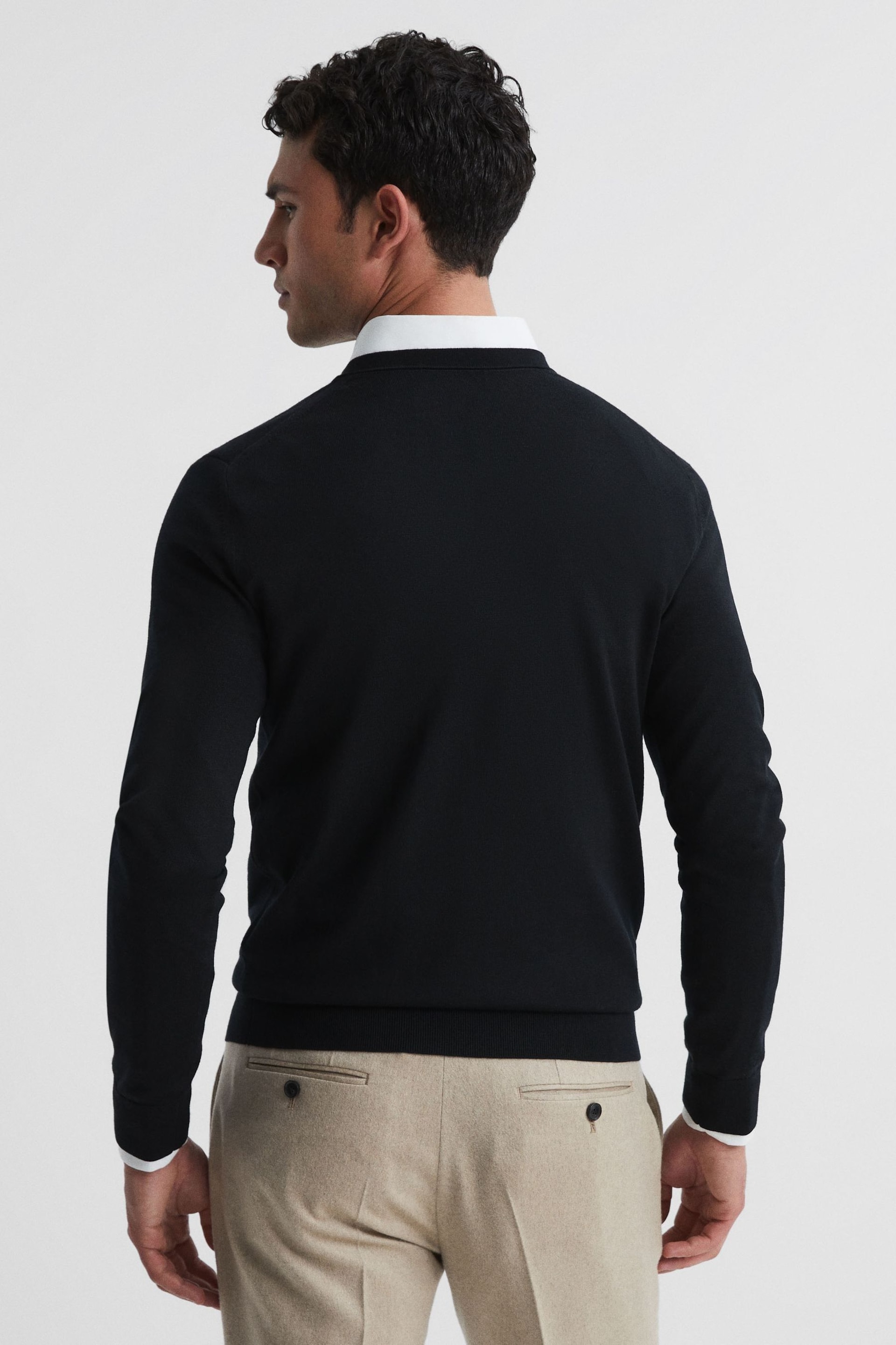 Reiss Navy Earl Merino Wool Jumper - Image 5 of 6