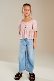 Pink Ditsy Cut-Out Detail Blouse (3-16yrs) - Image 2 of 7