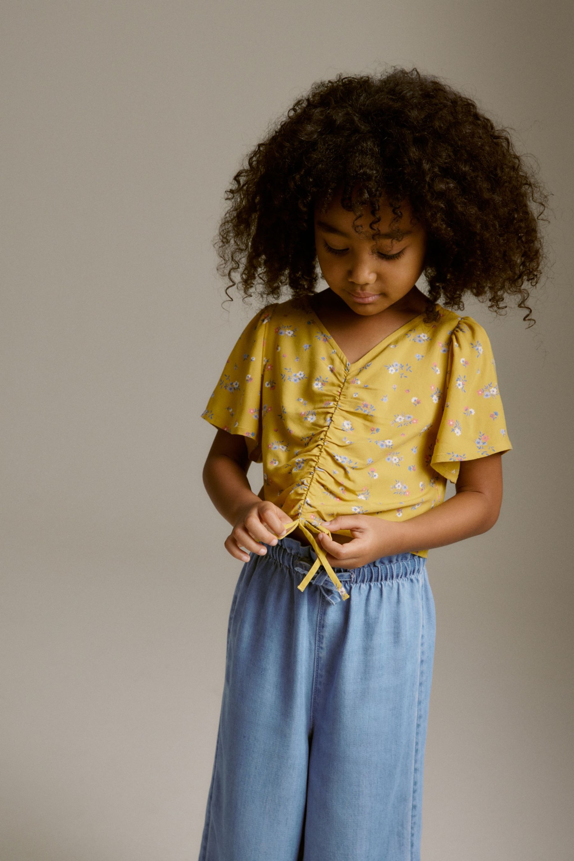 Yellow Ditsy Ruched Blouse (3-16yrs) - Image 1 of 7
