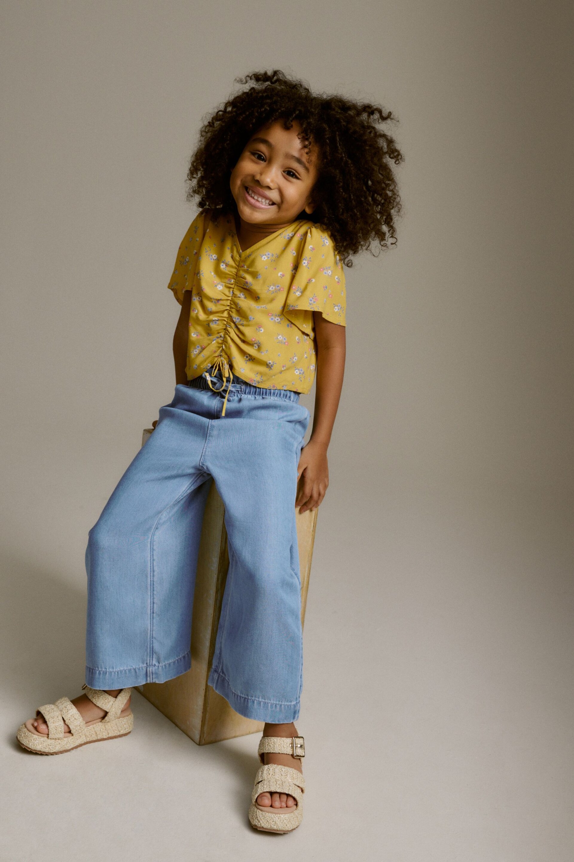 Yellow Ditsy Ruched Blouse (3-16yrs) - Image 2 of 7