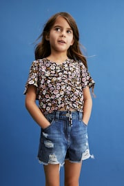 Black Ditsy Ruched Blouse (3-16yrs) - Image 1 of 7