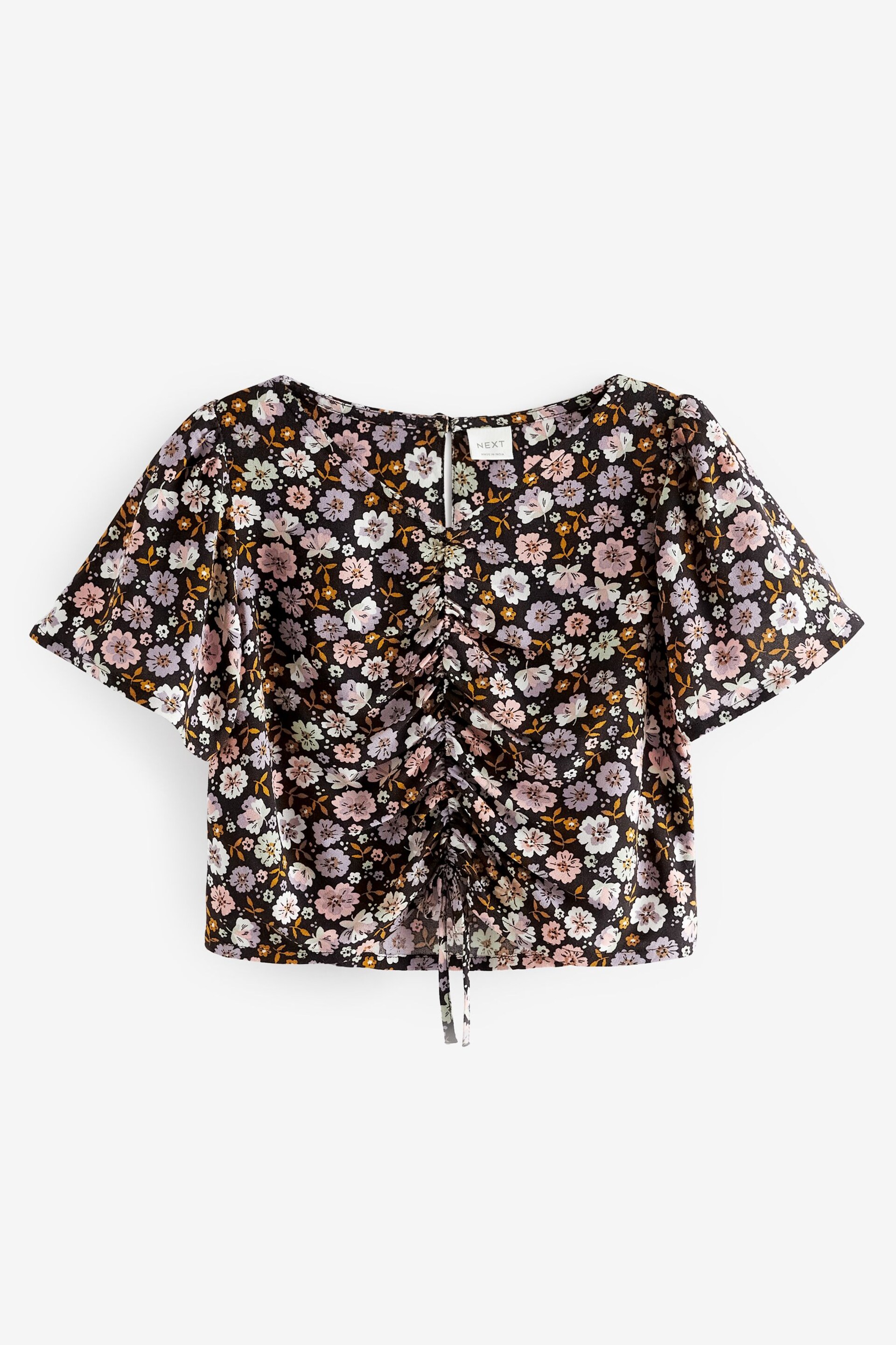 Black Ditsy Ruched Blouse (3-16yrs) - Image 5 of 7