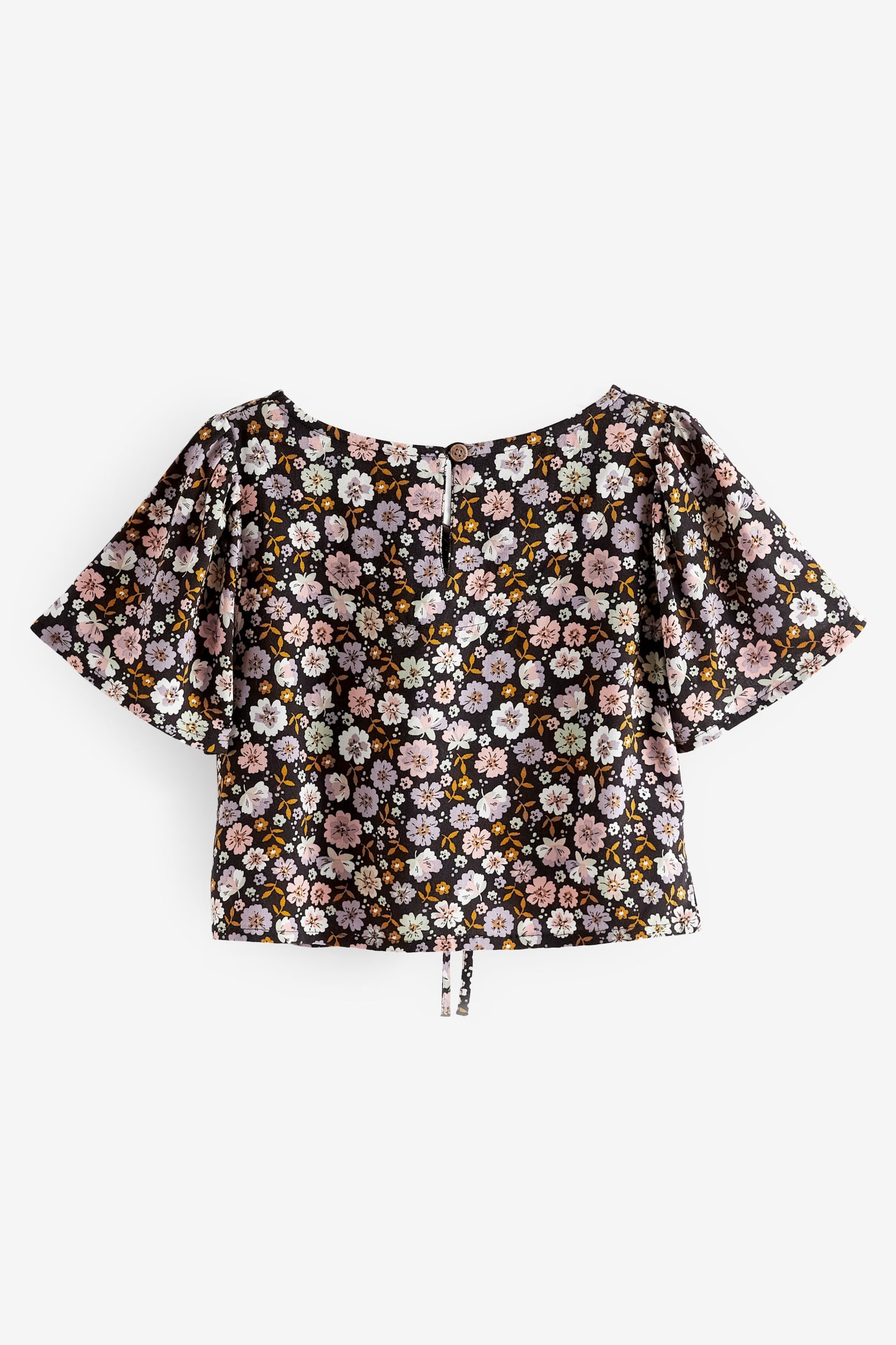 Black Ditsy Ruched Blouse (3-16yrs) - Image 6 of 7