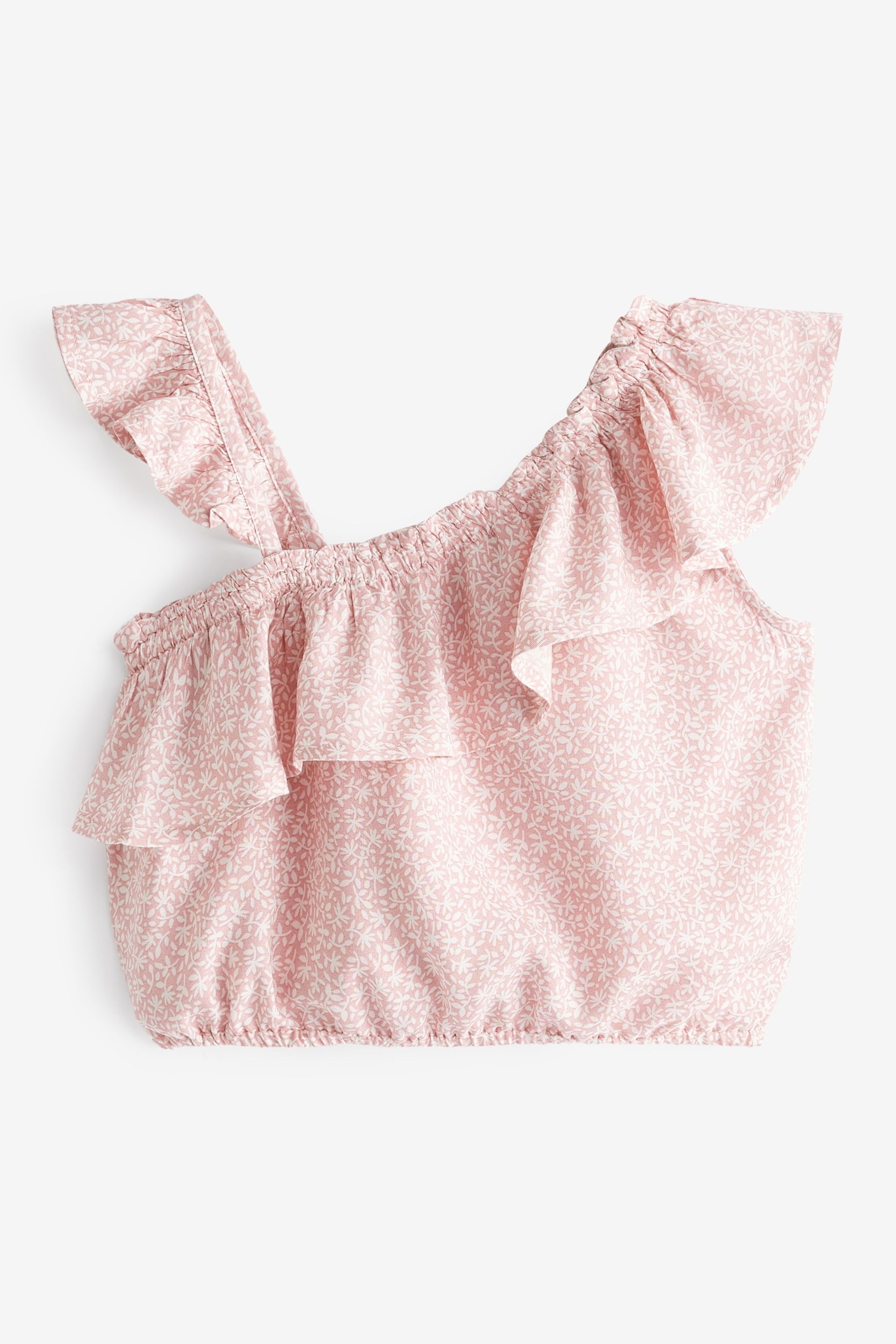 Pink Ditsy One-Shoulder Frill Blouse (3-16yrs) - Image 4 of 5