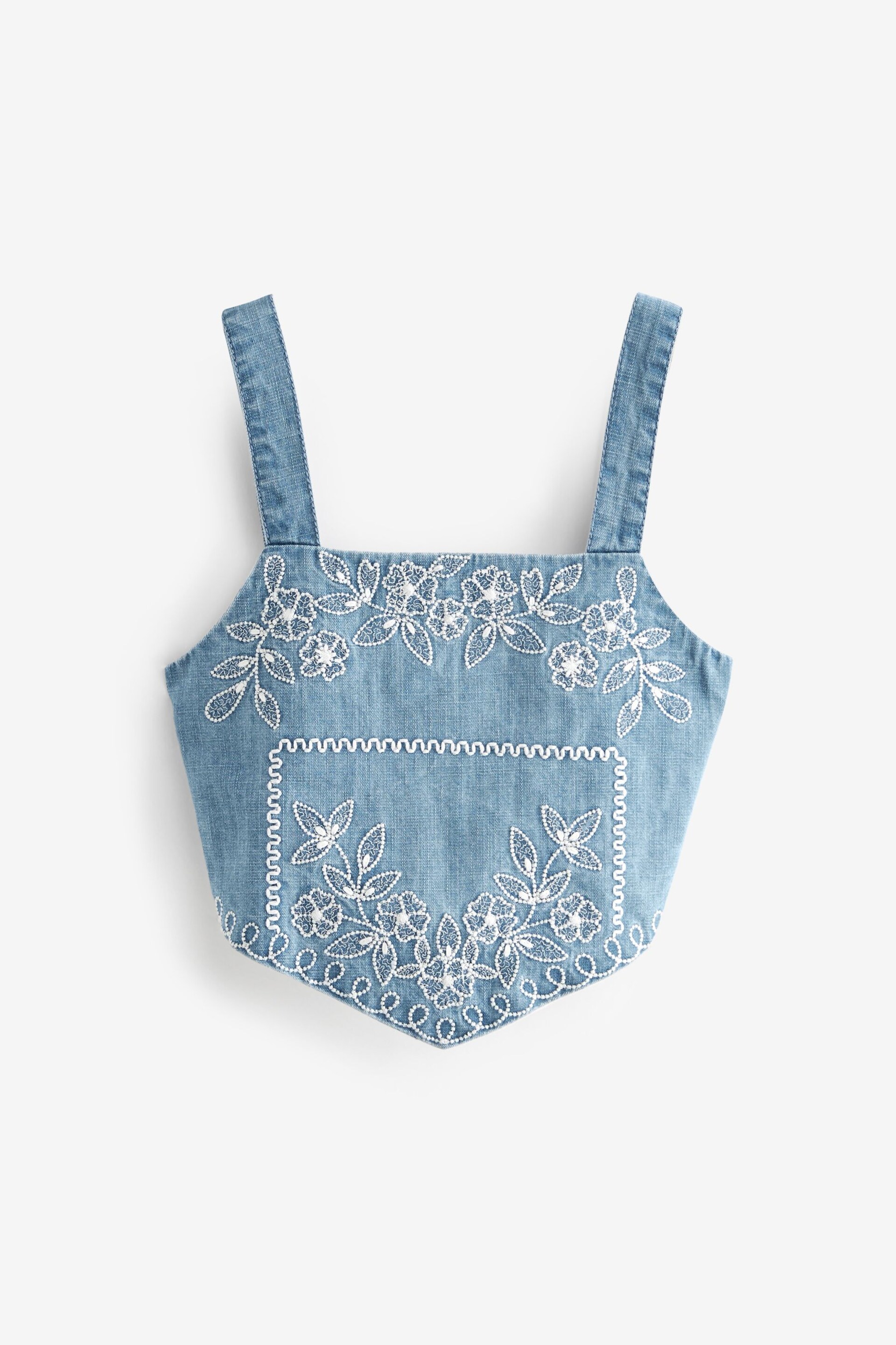 Blue Denim Embroidered Cami Top (3-16yrs) - Image 4 of 7