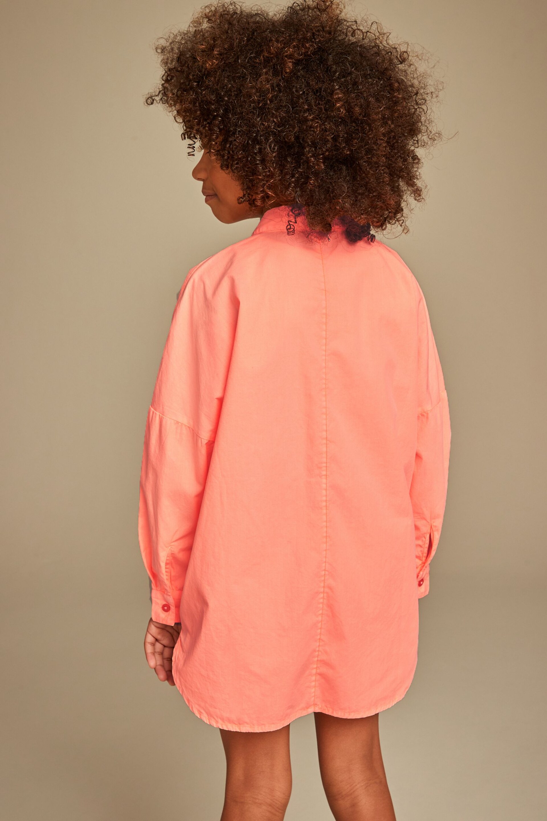 Coral Pink Oversized Shirt (3-16yrs) - Image 3 of 7