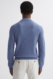 Reiss Blue Melange Holms Wool Long Sleeve Polo Shirt - Image 4 of 4