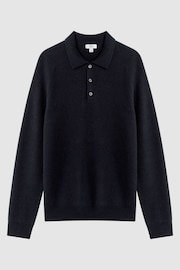 Reiss Navy Holms Wool Long Sleeve Polo Shirt - Image 2 of 5