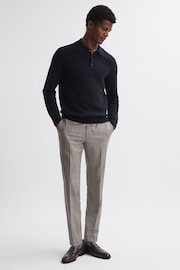 Reiss Navy Holms Wool Long Sleeve Polo Shirt - Image 3 of 5