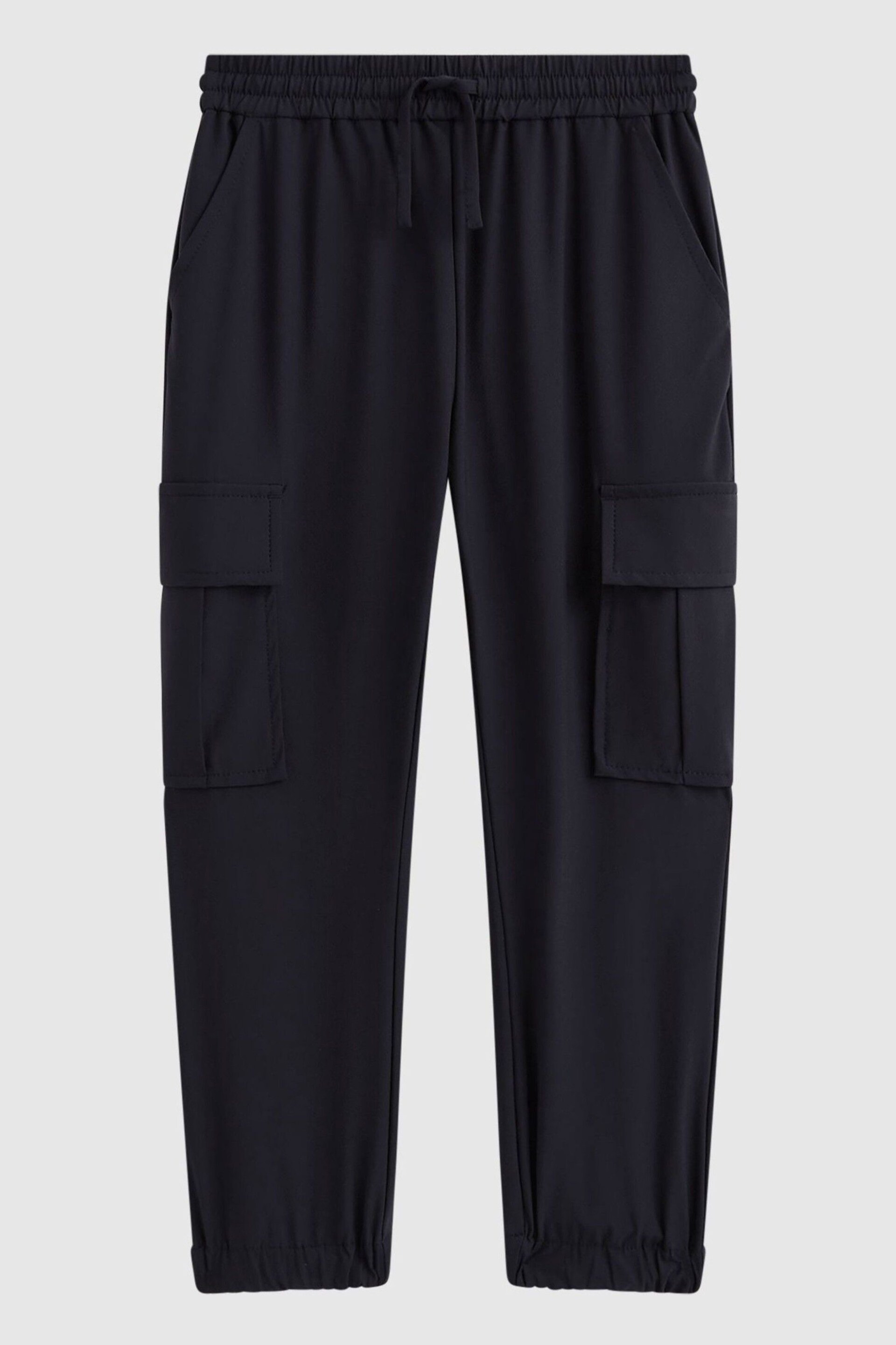 Reiss Navy Lucian Junior Technical Drawstring Cuffed Joggers - Image 2 of 5