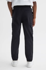 Reiss Navy Lucian Junior Technical Drawstring Cuffed Joggers - Image 4 of 5