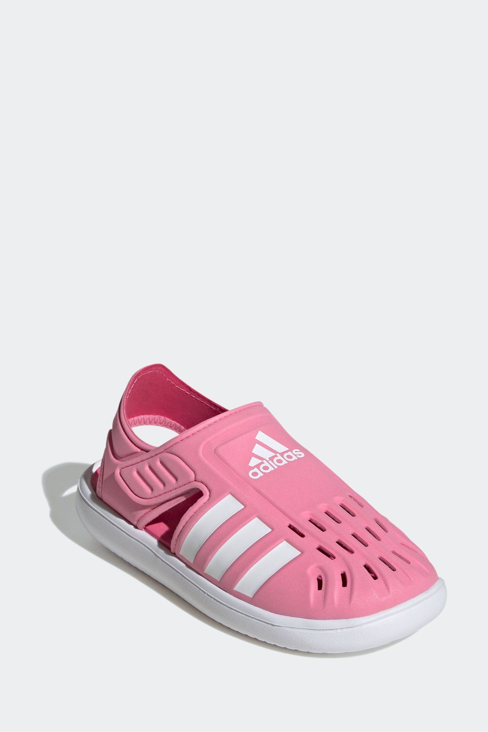 adidas Pink Adilette Junior Sandals - Image 3 of 8