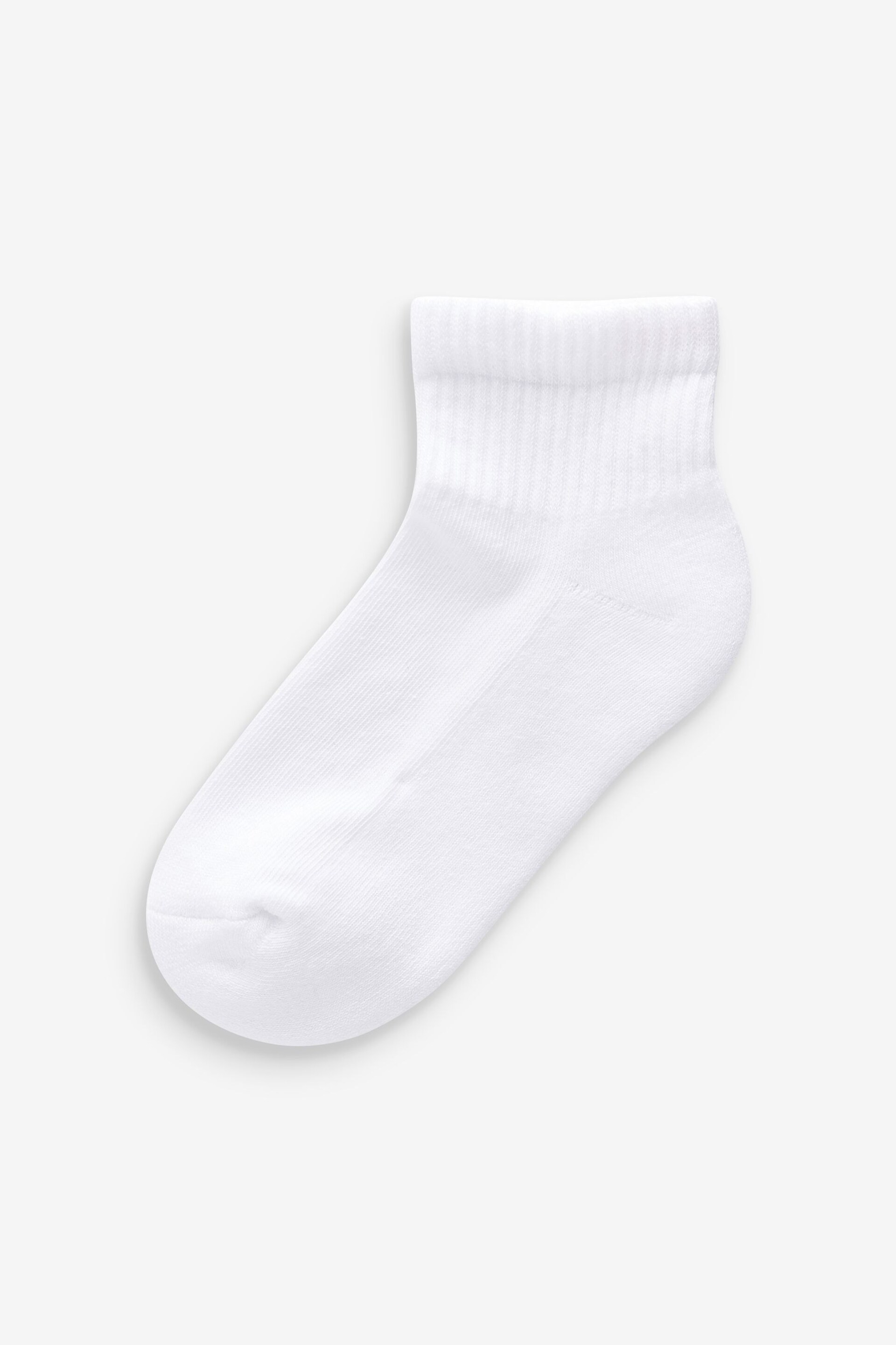 White Cropped Length Cotton Rich Cushioned Footbed Ribbed Ankle Socks 5 Pack - Image 2 of 6