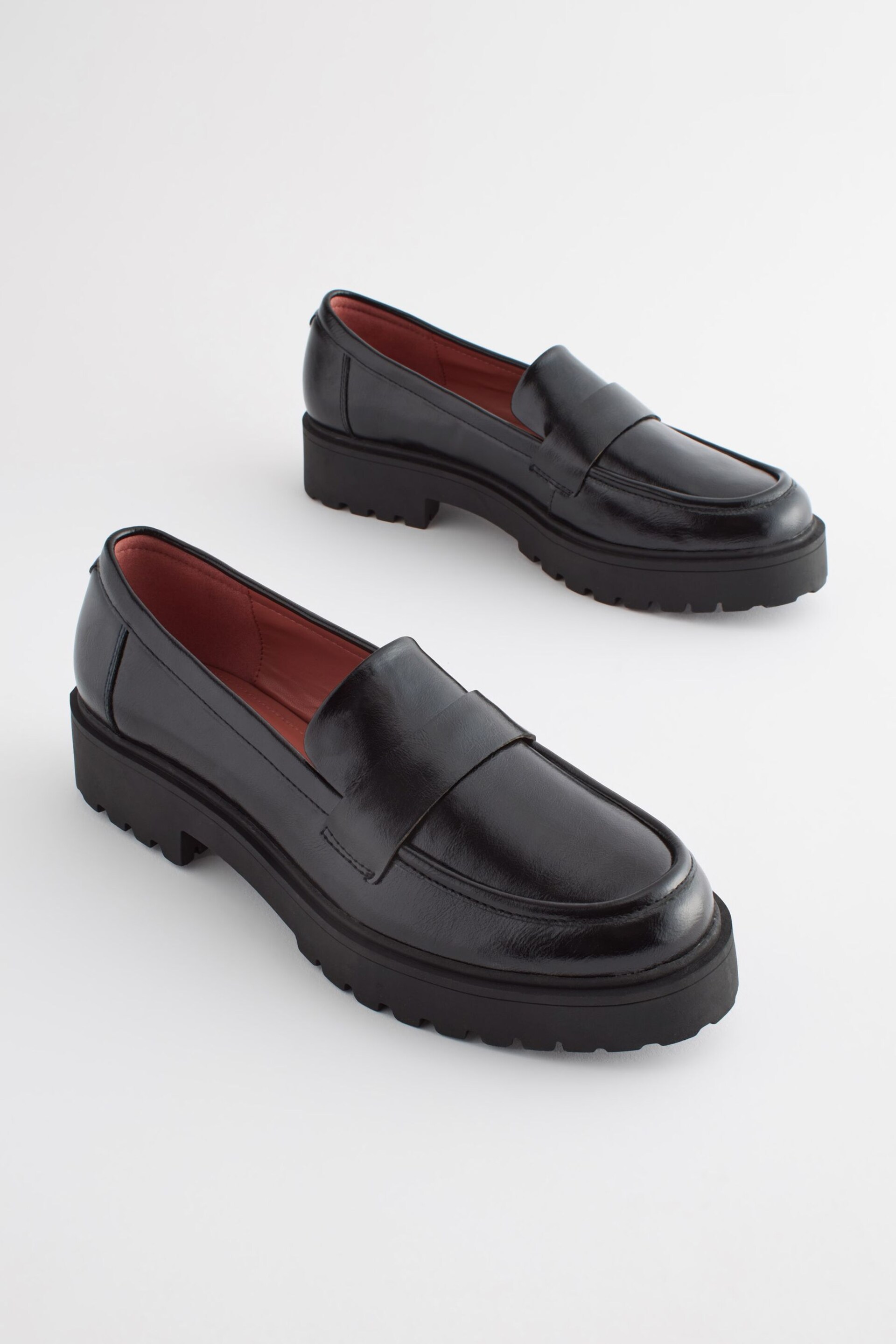 Black Extra Wide Fit Forever Comfort Chunky Loafers - Image 1 of 5