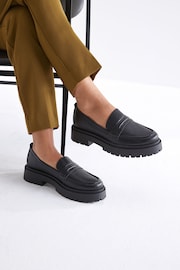 Black Extra Wide Fit Forever Comfort Chunky Loafers - Image 1 of 10