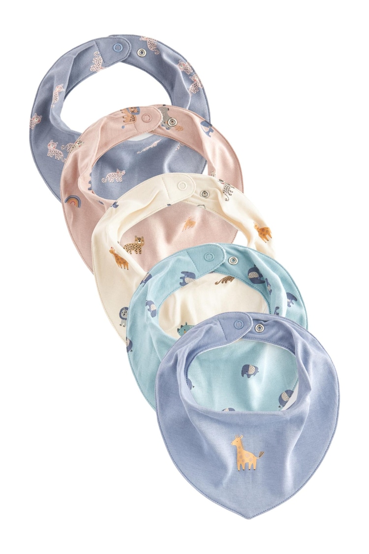 Teal Blue Dribble Bibs 5 Pack - Image 1 of 1