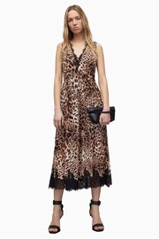 AllSaints Brown Ella Evita Dress - Image 1 of 6