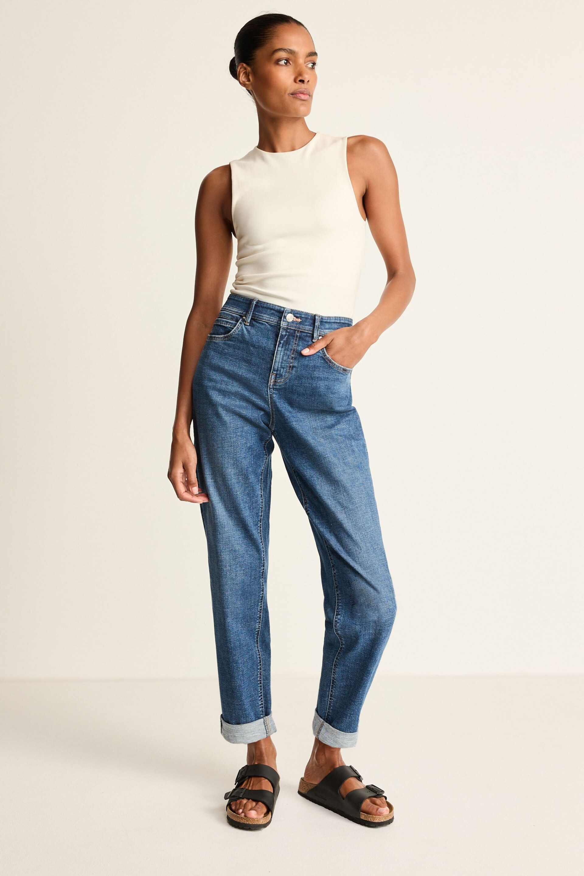 Dark Blue Boyfriend Jeans - Image 1 of 6