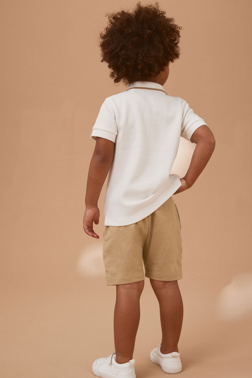 Neutral Short Sleeve Polo and Shorts Set (3mths-7yrs) - Image 2 of 6