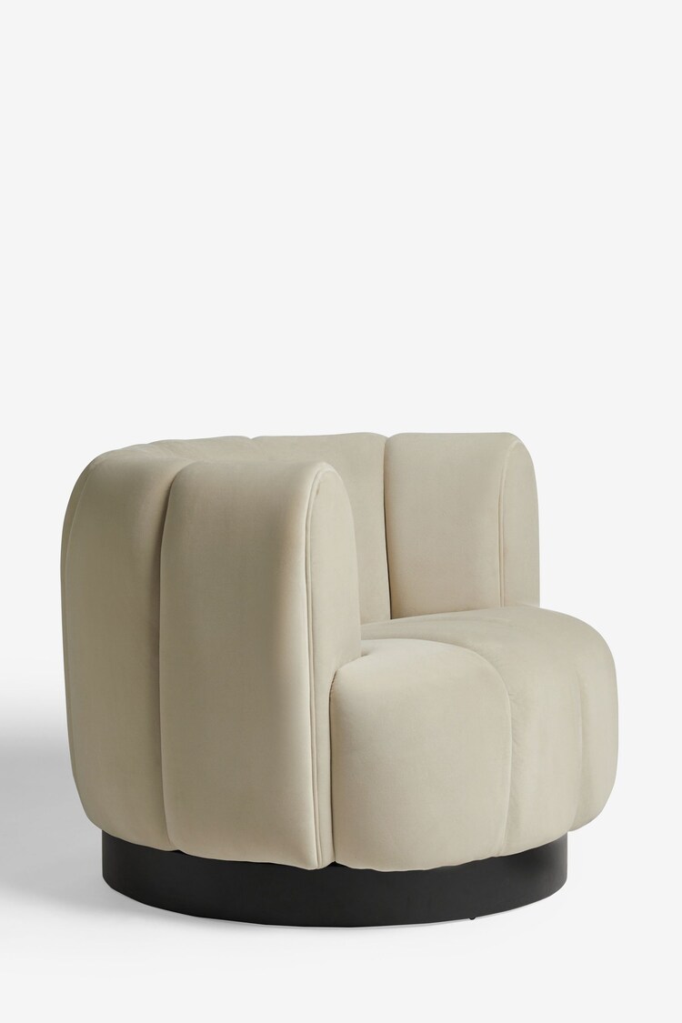 Soft Velvet Pebble Natural Celine Swivel Accent Chair - Image 4 of 8