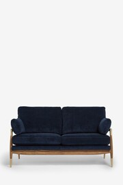 Fine Chenille Navy Blue Flinton Wooden 3 Seater Sofa - Image 2 of 8