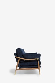 Fine Chenille Navy Blue Flinton Wooden 3 Seater Sofa - Image 4 of 8