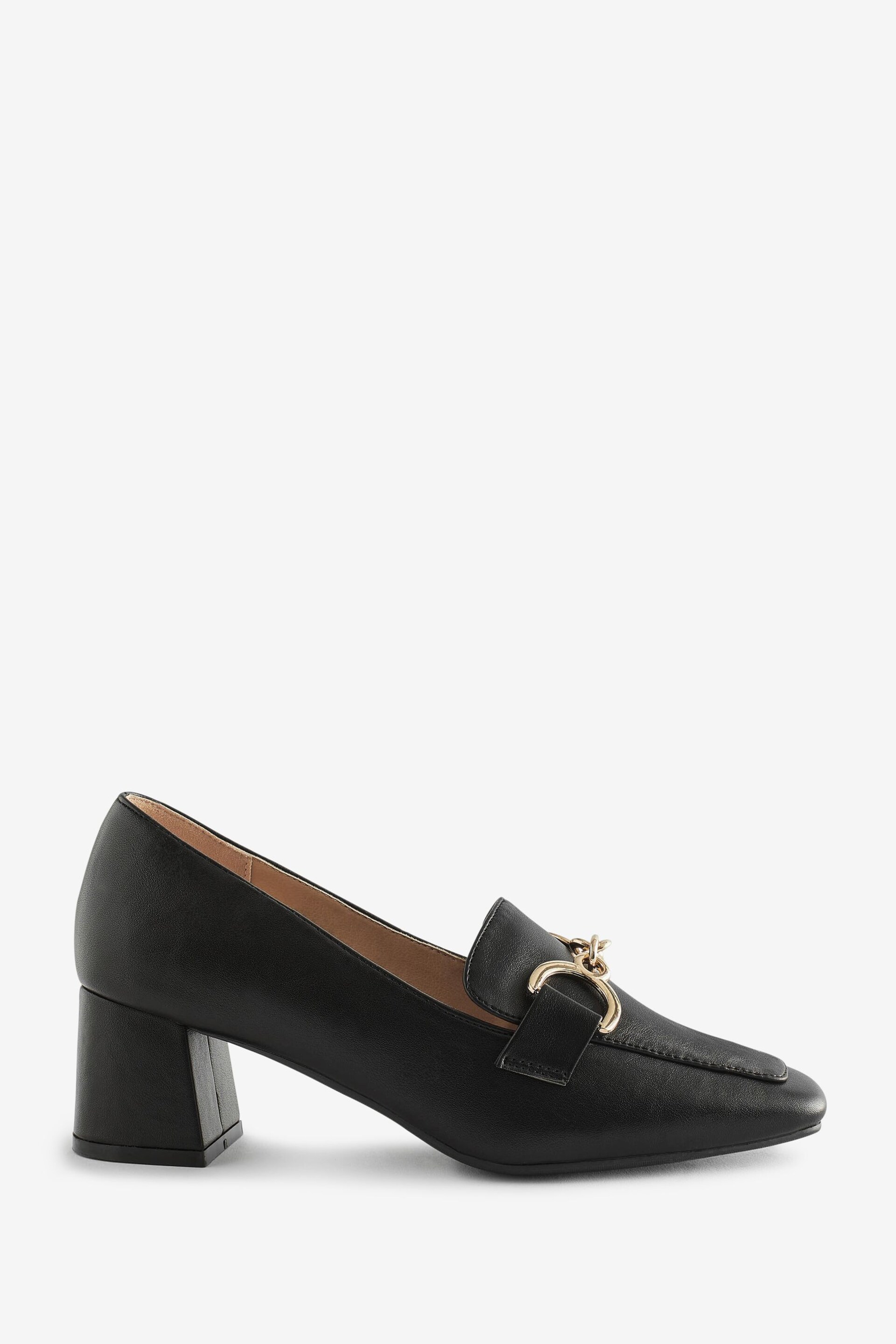 JD Williams Black Flexible Block Heel Loafers With Trim In Extra Wide Fit - Image 2 of 3