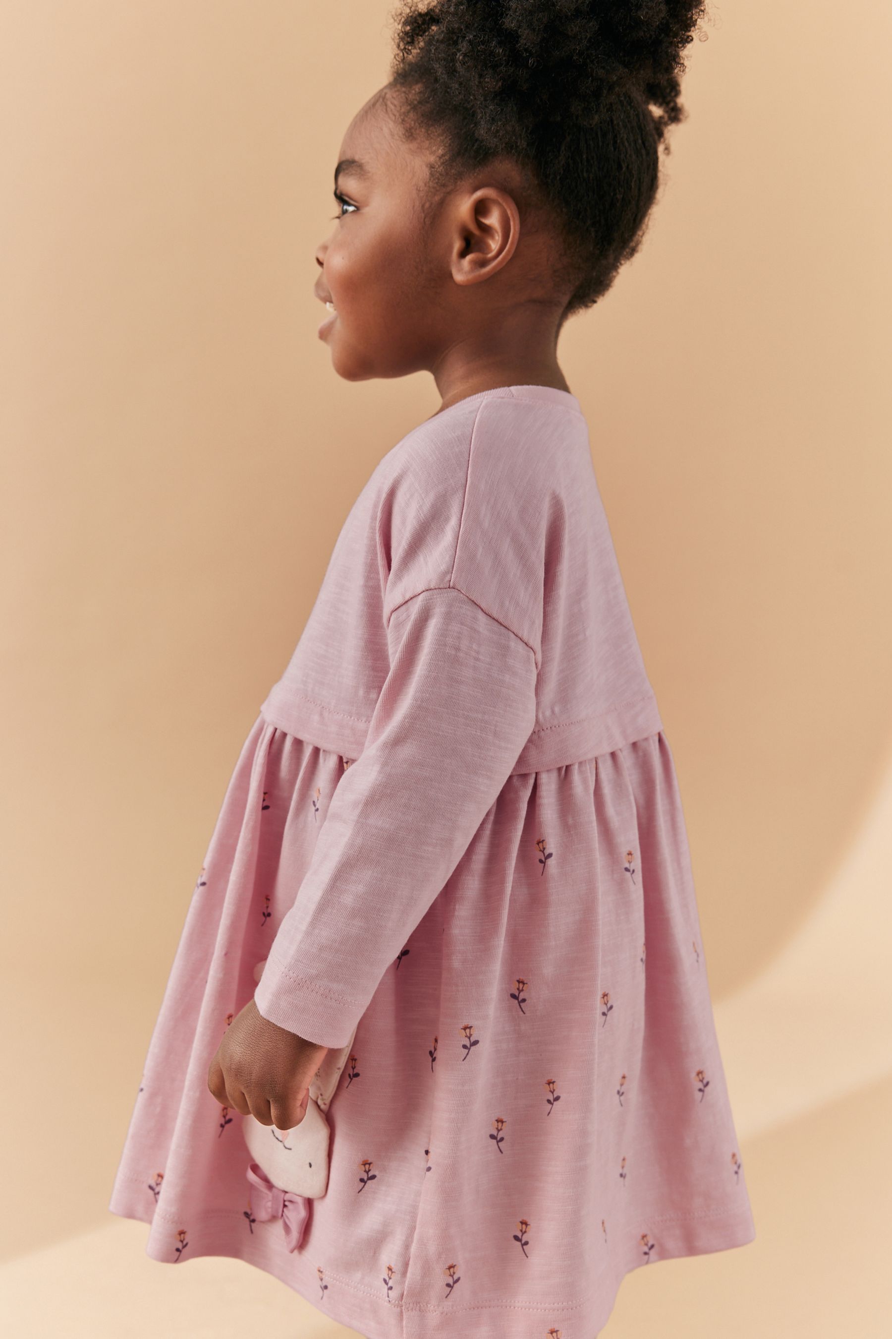Buy Pink Bunny Long Sleeve Jersey Dress 3mths 7yrs from Next Luxembourg