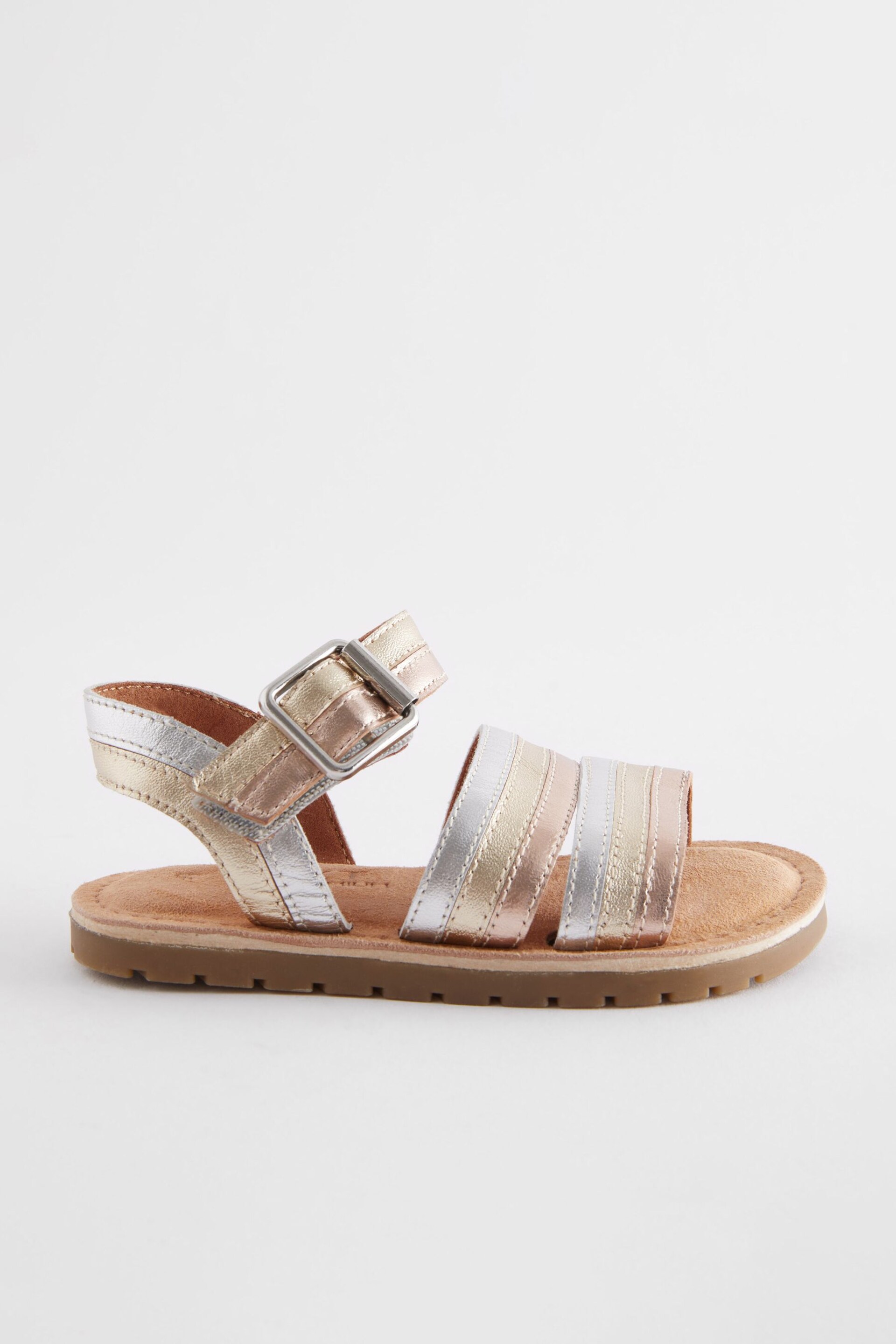 Gold Standard Fit (F) Leather Stripe Sandals - Image 2 of 5